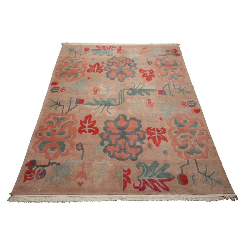8'10''x11'5'' Hand Knotted Wool Beige Art Deco Plush Pile Area Rug - 8' 10'' x 11' 5''