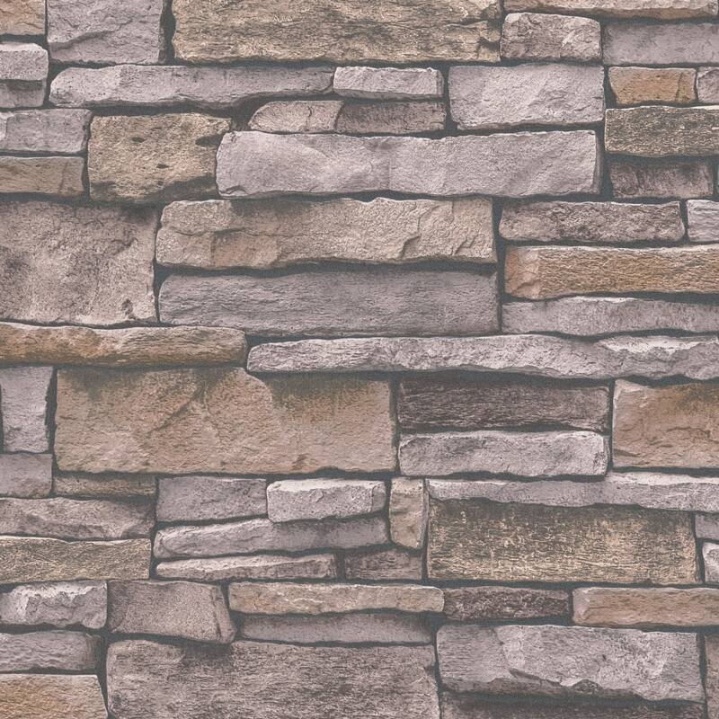 Galerie Wallcoverings Bricks and More Collection Sandstone Splendour Motif Matte Finish Vinyl on Non-woven Wallpaper Roll - 33-feet long x 21-inches wide - Grey/Brown