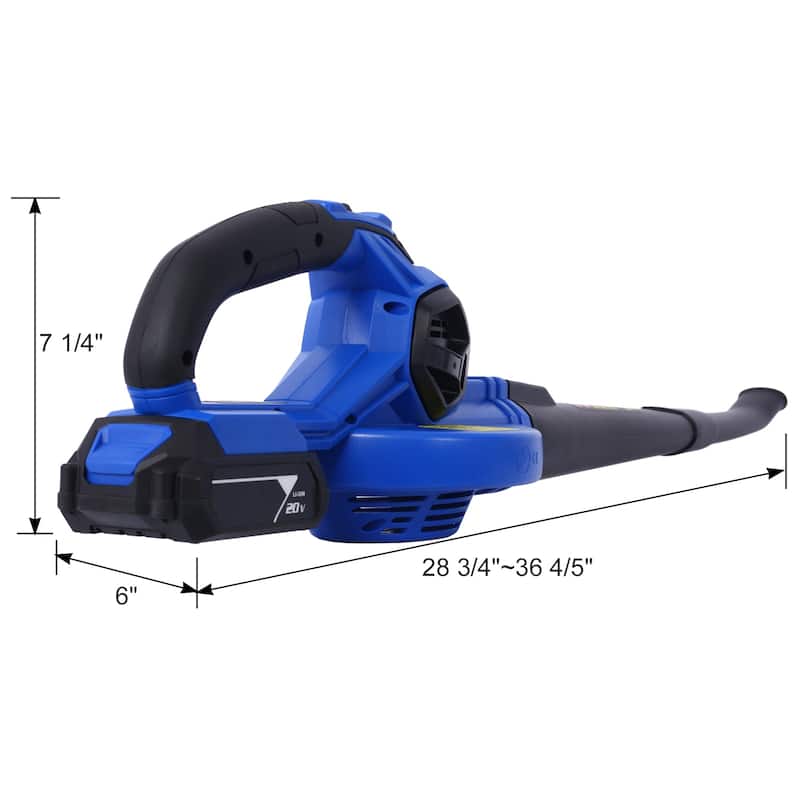 Electric Leaf Blower Cordless with Battery and Charger - 2 Speed Mode - 20V Battery Powered Leaf Blowers - 6*36.8*7.25