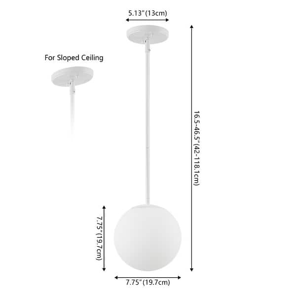 dimension image slide 5 of 8, 7.75" Globe LED Pendant by JONATHAN Y