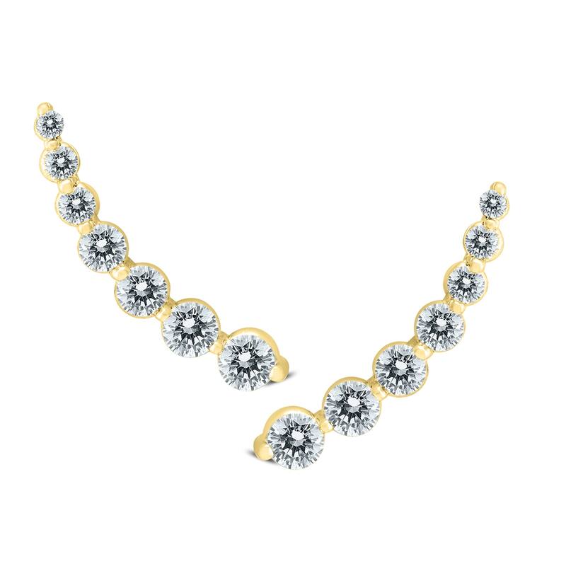 Marquee 1 1/4 Carat TW Diamond Climber Earrings Set in 14K Yellow Gold
