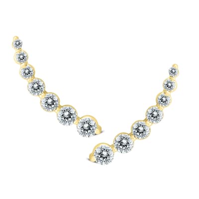 Marquee 1 1/4 Carat TW Diamond Climber Earrings Set in 14K Yellow Gold