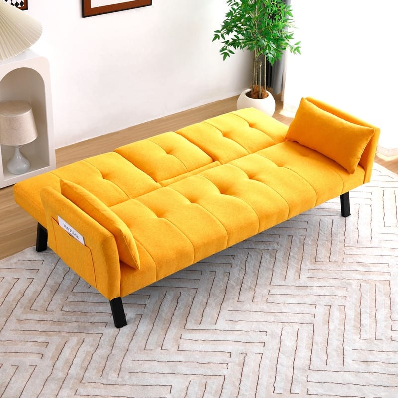 70" Cotton And Linen Cushion Sofa