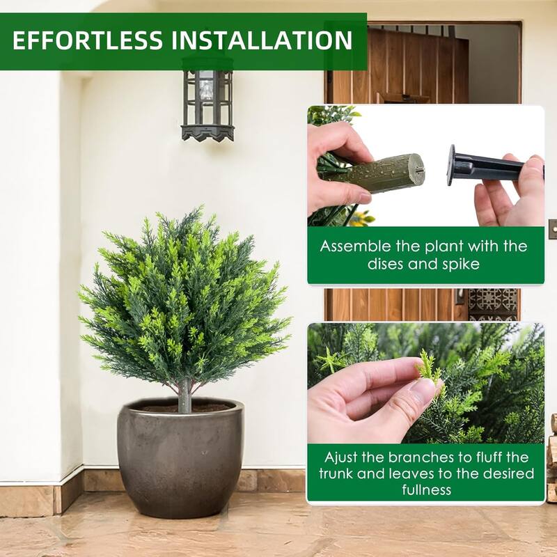 25.5" Artificial Topiary Tree with Ground Spike,Artificial Cypress Topiary Plant with Ground Stake