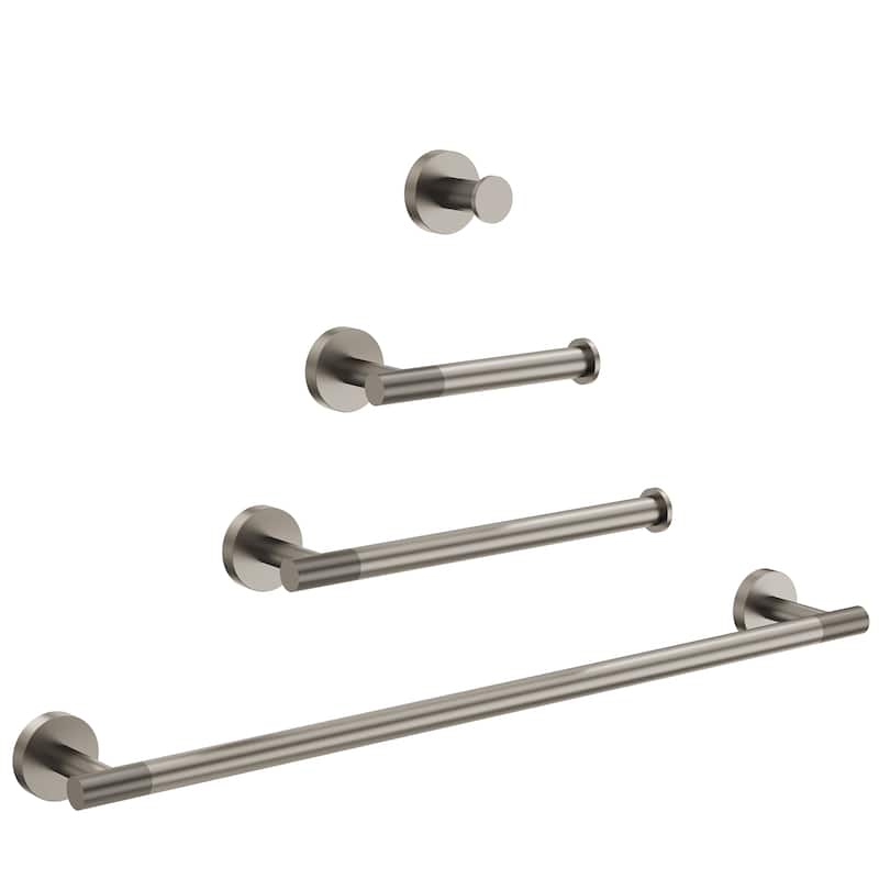 4-Piece Stainless Steel Bathroom Hardware Set, Wall Mounted Bath Towel Bar Set Towel Racks Bathroom Accessories - Brushed Nickel