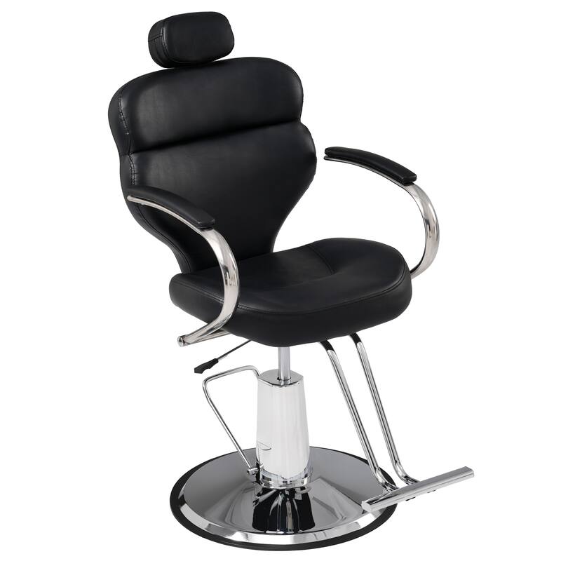 Premium Reclining barber Chair Salon Chair for Hair Stylist - N/A - Black
