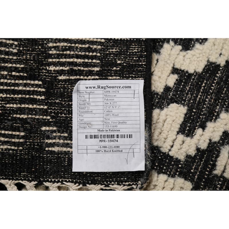 All-Over Abstract Moroccan Area Rug Handmade Wool Carpet - 9'1"x 12'0"