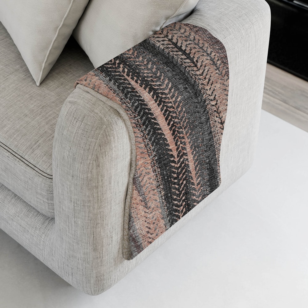 Premium Machine Washable Contemporary Global Sherpa Throw Blanket