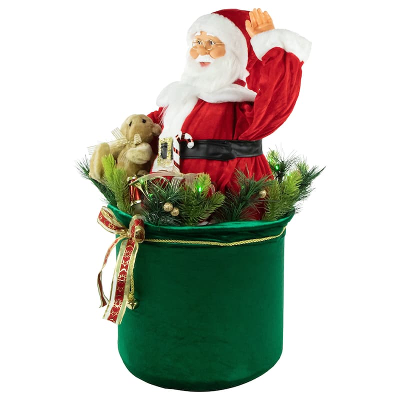 LED Lighted Animated Gift Bag with Santa Claus Christmas Figure - 32"