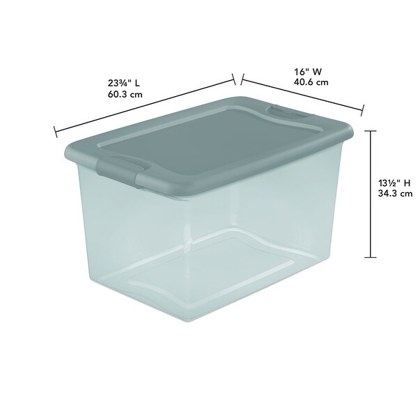 64 Qt. Latching Box Plastic, Blush Pink Tint, Set of 6 - Bed Bath