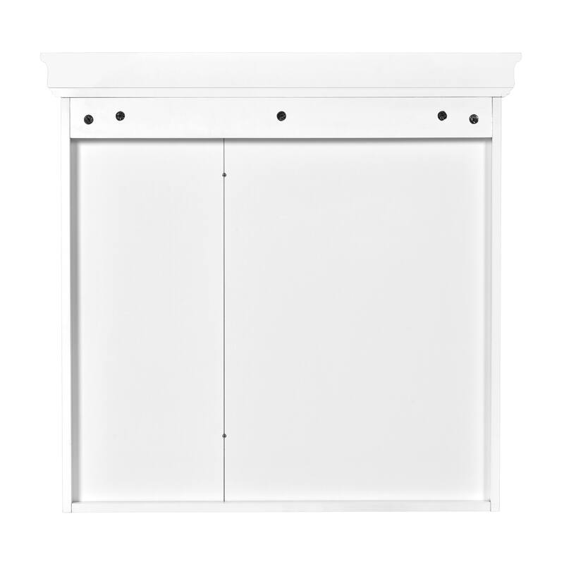 Anmytek 30 x 28 Inch White Bathroom Medicine Cabinet with Mirror, Wall Mounted Storage Organizer