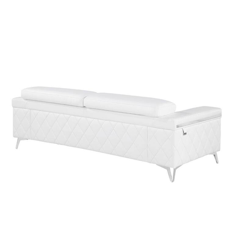 HomeRoots Two Piece Indoor White Italian Leather Five Person Seating Set