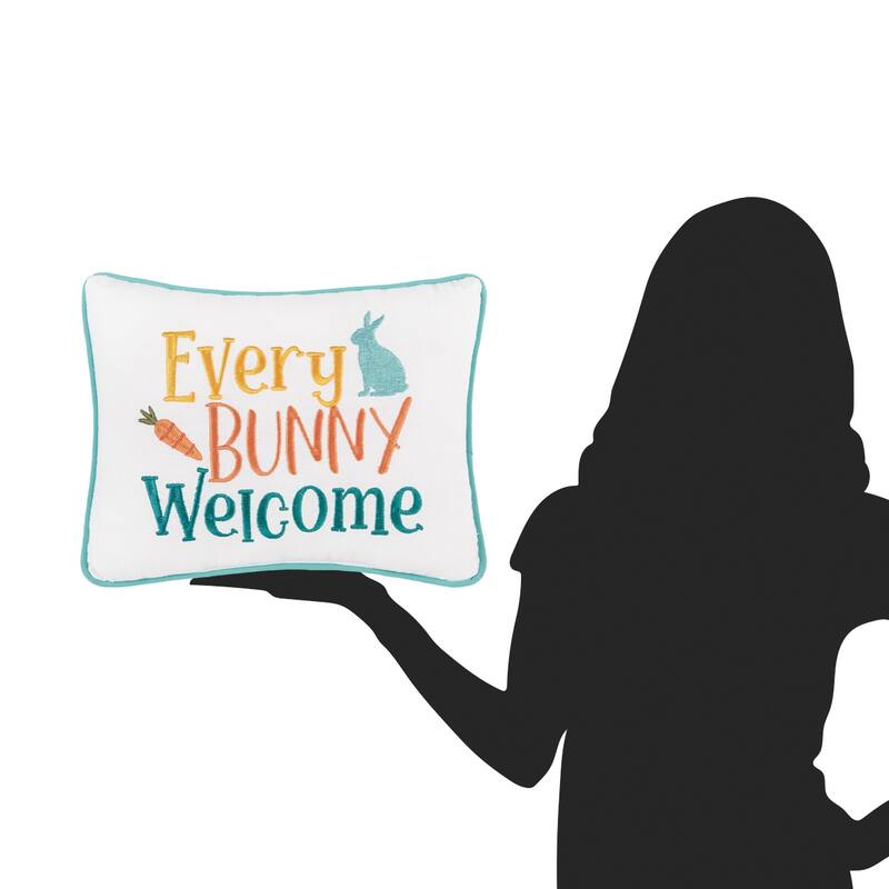 9" x 12" Easter "Every Bunny Welcome" Embroidered Spring Themed Small/Petite Accent Pillow