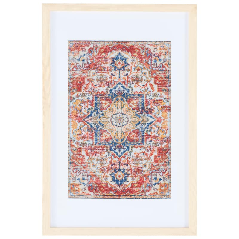 SAFAVIEH Irenea 23-inch Red/Navy Framed Textile Wall Art