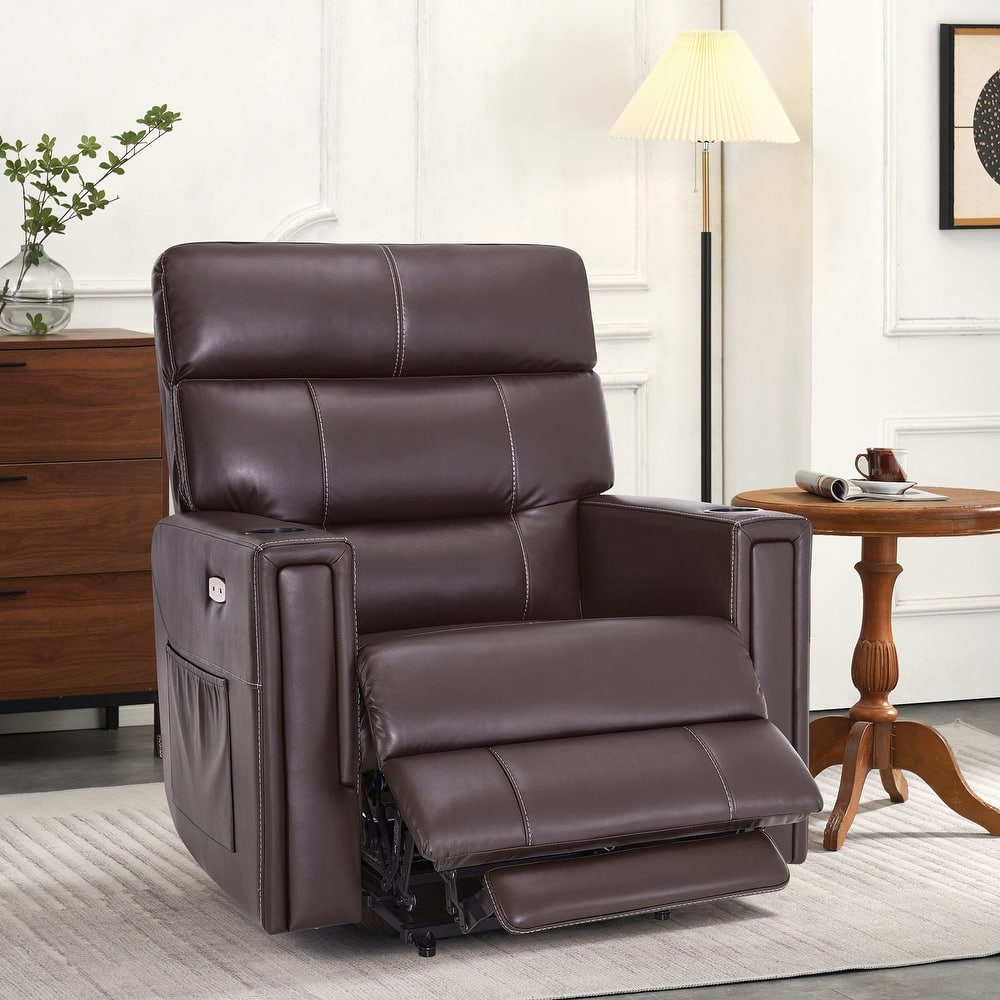 MCombo 380lbs Oversized Dual Motors Power Lift Recliner Chair, for Heights 5'7''-6'6" Big and Tall People, Faux Leather R7177