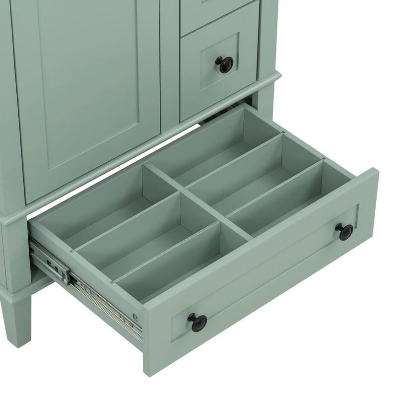 24" Bathroom Vanity with Ceramic Sink, Soft-Close Drawers, Soft-Close Door & Door-Mounted Shelf