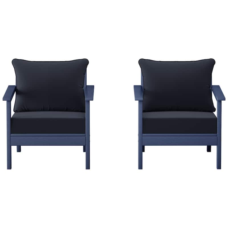 Birchwood All Weather HDPE Outdoor Patio Navy Blue Deep Seating Conversation Set With Cushions (2-Piece)