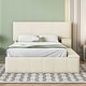preview thumbnail 20 of 34, Full Velvet Platform Bed with Lateral Storage and Cushioned Compartments Beige - Full