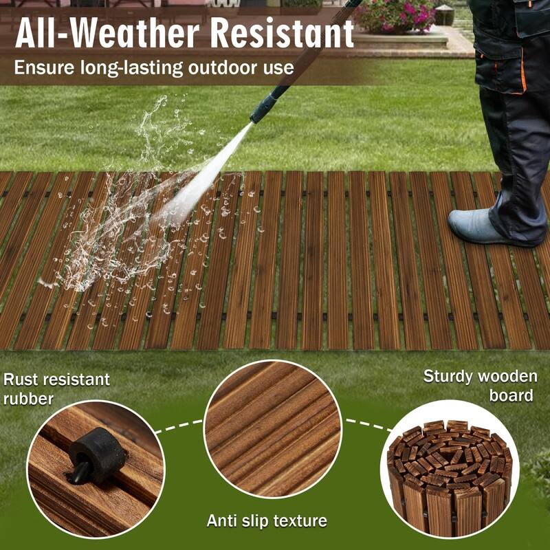 8FT Wooden Garden Pathway,Outdoor Roll Out Decorative Straight Walkway