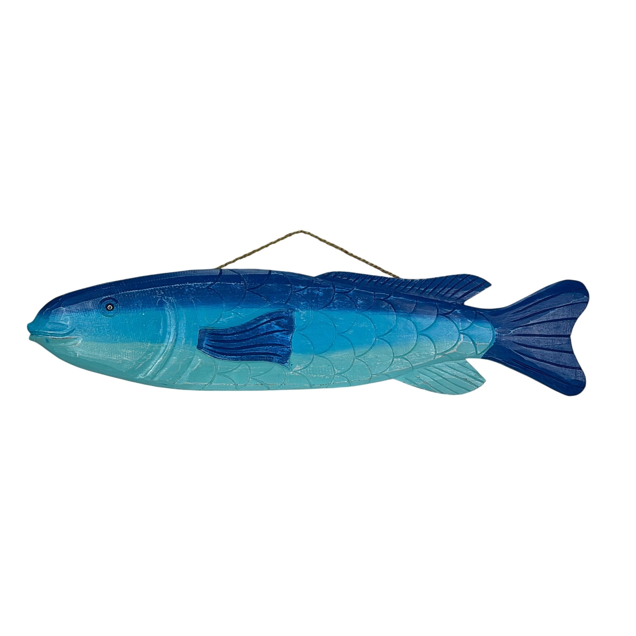 Wood Fish Wall Decor 39 In Blue Gradient Coastal Beach Bathroom Art