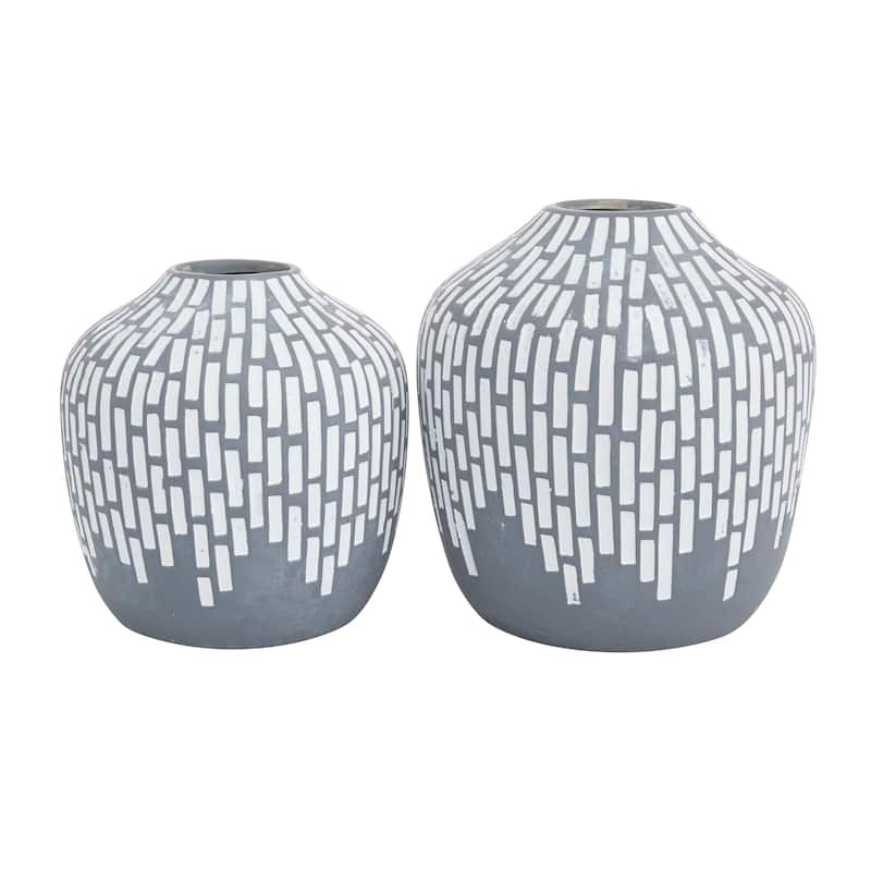 Ceramic Mosaic Inspired Decorative Vase - Set of 2 Gray - Roche River Decor