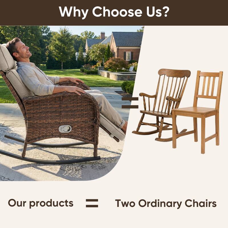 Pocassy Versatile Outdoor Recliner Rocker Chair with Side Table