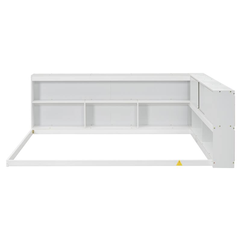 Floor Bed with L-shaped Bookcases and sliding doors