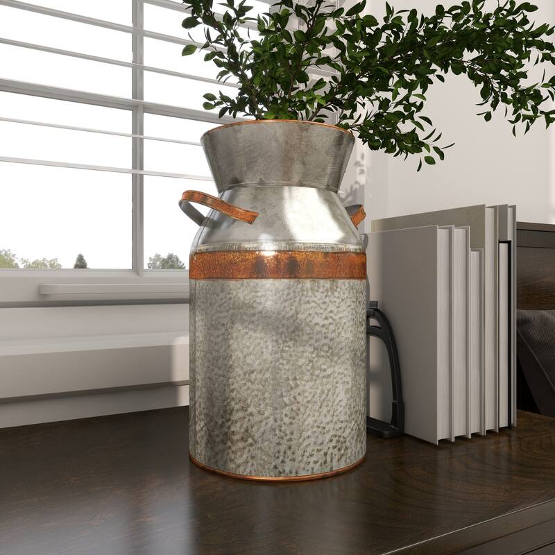 Gray Metal Milk Can Vase