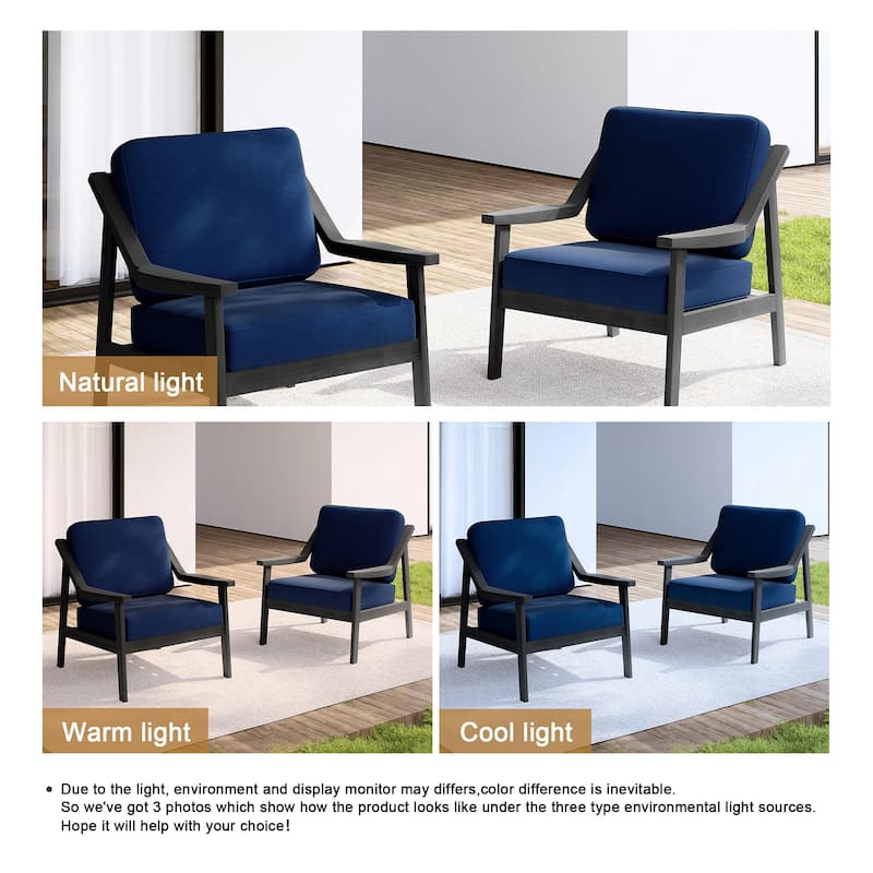 Set of 2 Outdoor Teak Wood Patio Chair with Cushion