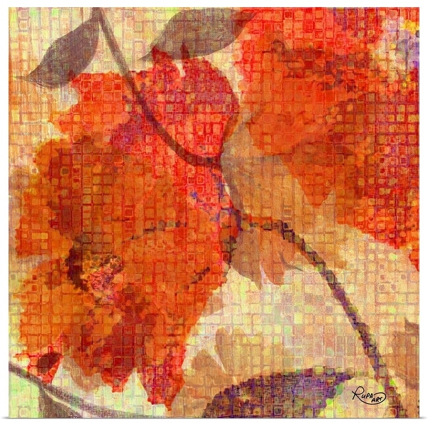 "Orange Abstract Floral" Poster Print