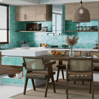 Merola Tile Menorca Aqua 4" x 4" Ceramic Wall Tile
