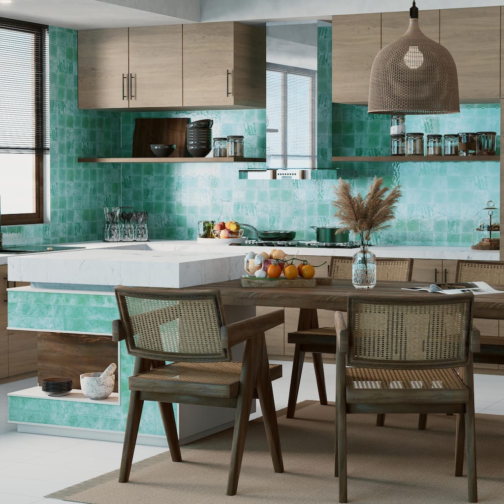 Merola Tile Menorca Aqua 4" x 4" Ceramic Wall Tile