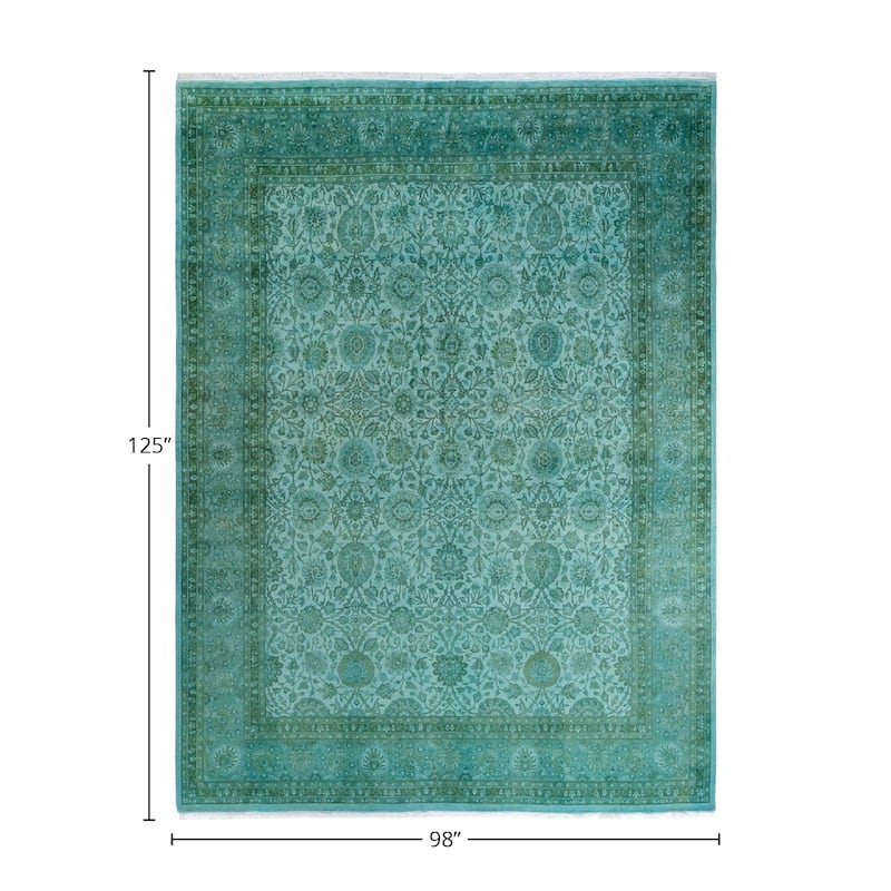 Fine Vibrance, One-of-a-Kind Hand-Knotted Area Rug - Green, 8' 2" x 10' 5" - 8' 2" x 10' 5"