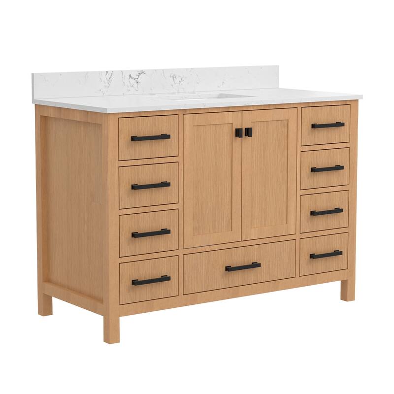 StarrySky 48 inch Undermount Single Sink Bathroom Vanity with Engineered Carrara Marble Top