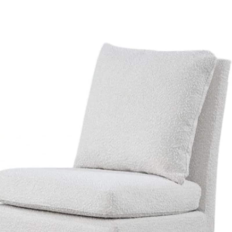 Ager Side Dining Chair with 6 Caster Wheels, Barrel Style, White Boucle