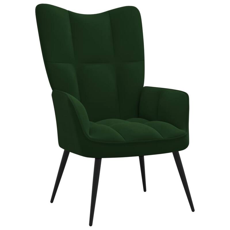 vidaXL Relaxing Chair multi colors Velvet - without Stool - Dark green