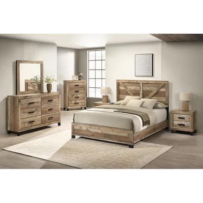 Best Quality Weathered Brown Panel Bedroom Sets