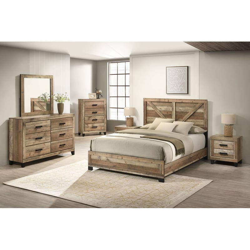 Best Quality Weathered Brown Panel Bedroom Sets