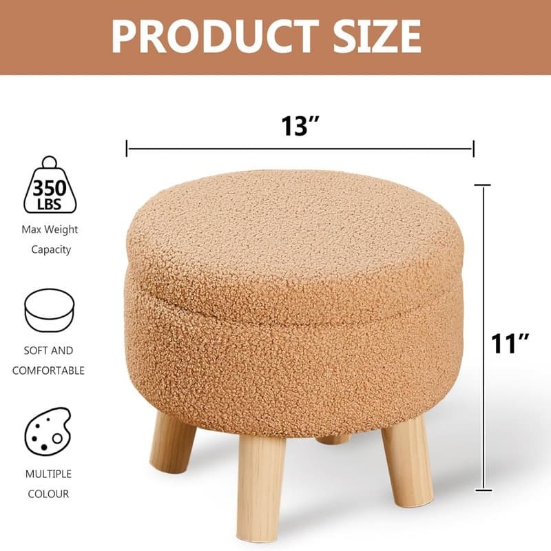 Storage Ottoman Modern Round Footrest