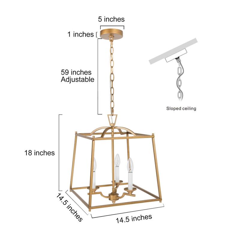 Modern Farmhouse 3-light Lantern Pendant Cage Candle Entryway Foyer Chandelier