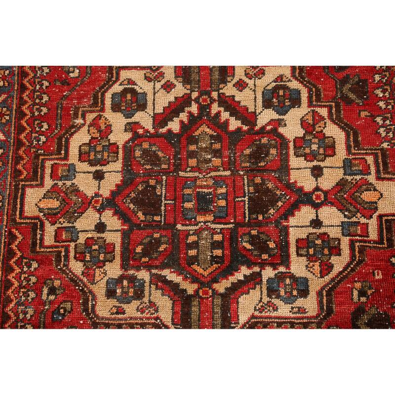Hand Knotted Oriental 100% Wool Carpet Traditional Geometric Red Bakhtiari Area Rug - 9' 6'' X 5' 0''