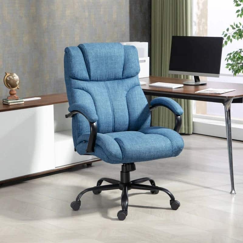 Big and Tall Executive Office Chair Adjustable Height Ergonomic High Back Linen Style Fabric