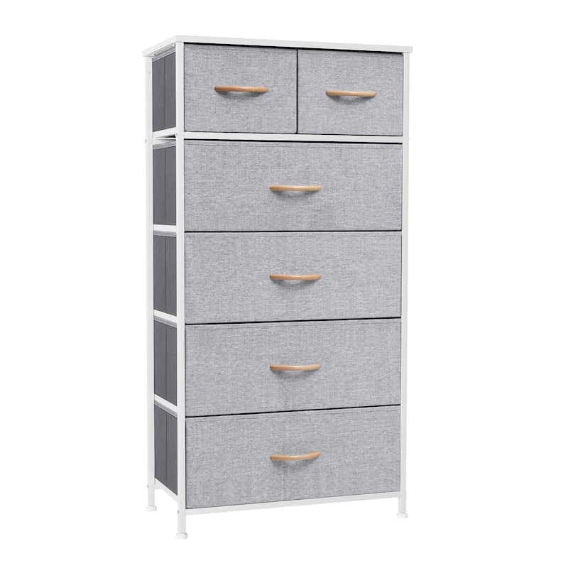 6-drawer Chest Vertical Dresser Storage Tower by Crestlive Products - Light Gray - 6-drawer