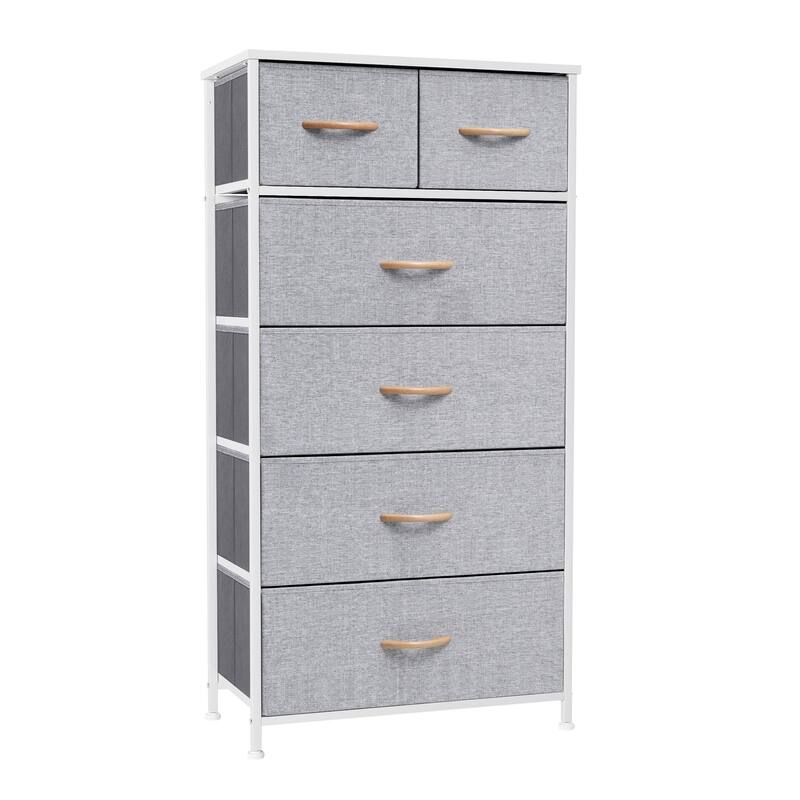 6-drawer Chest Vertical Dresser Storage Tower by Crestlive Products - Light Gray - 6-drawer