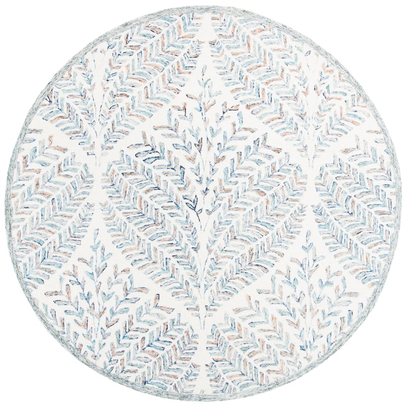 SAFAVIEH Handmade Capri Kert Wool Rug - 6' Round - Ivory/Blue