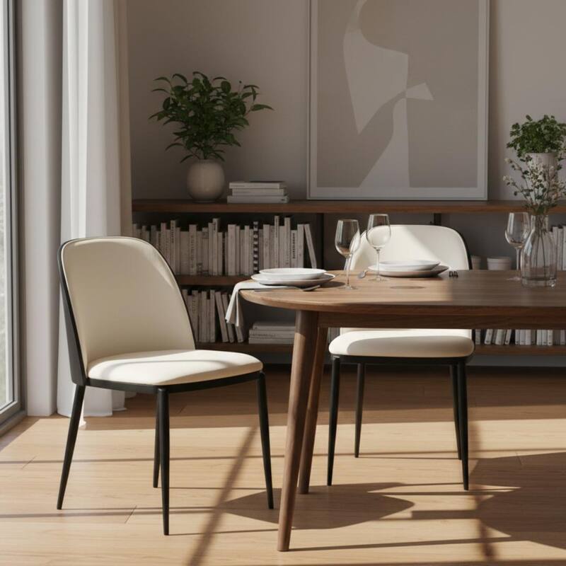 Tule Modern Velvet, Leather, or Suede Fabric Upholstered Dining Chair with Metal Legs for Home, Cafe, Restaurant (Set of 2)