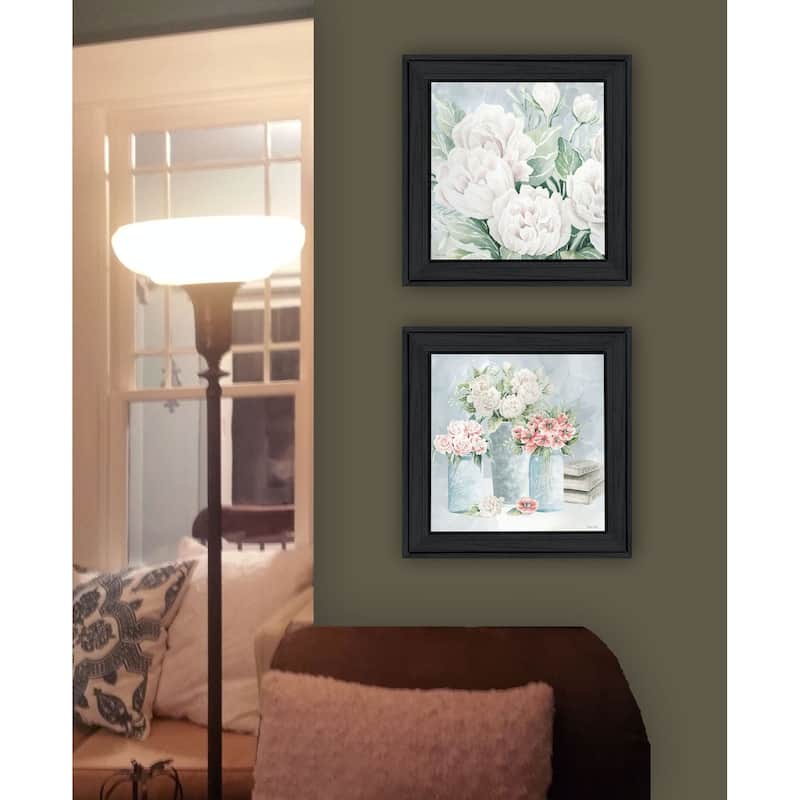 Trendy Decor 4U "Peaceful Pastel Peonies" Printed Framed Wall Art by Cindy Jacobs