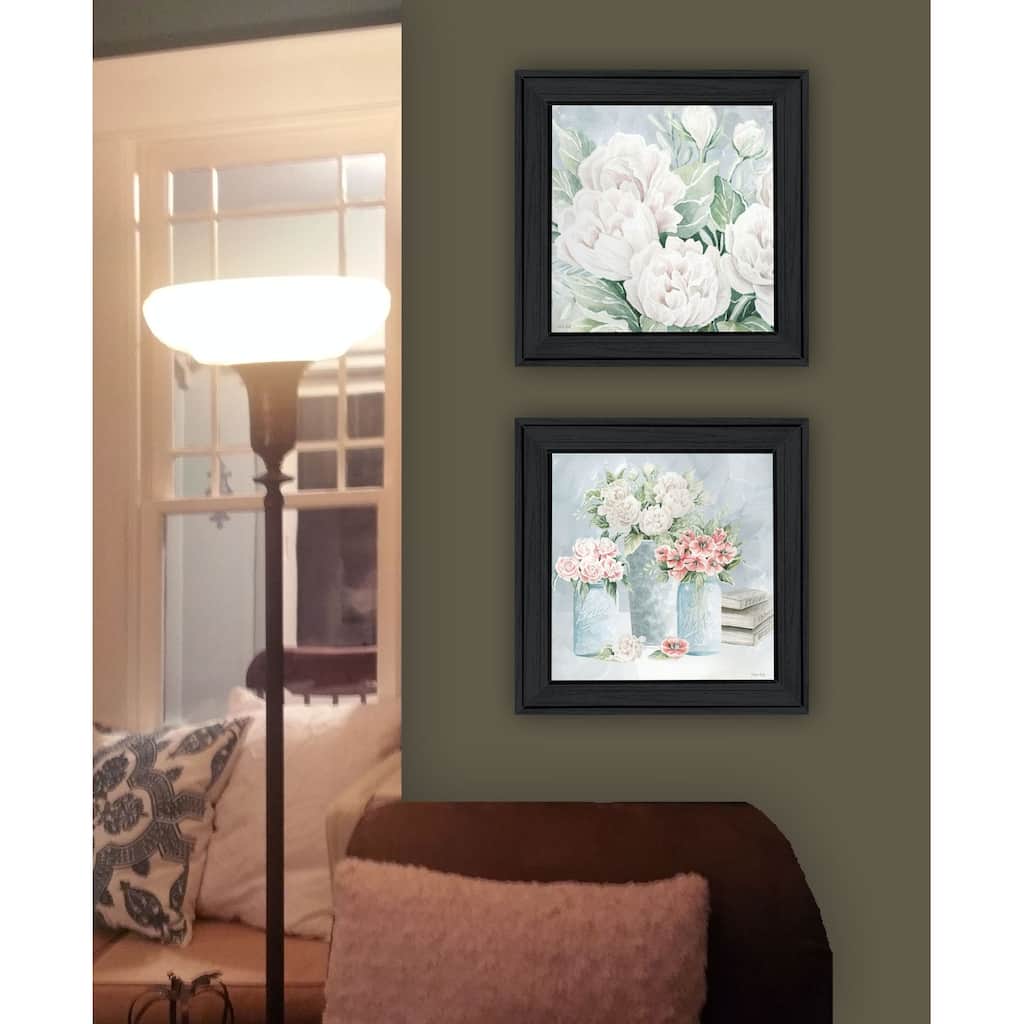 Trendy Decor 4U "Peaceful Pastel Peonies" Printed Framed Wall Art by Cindy Jacobs