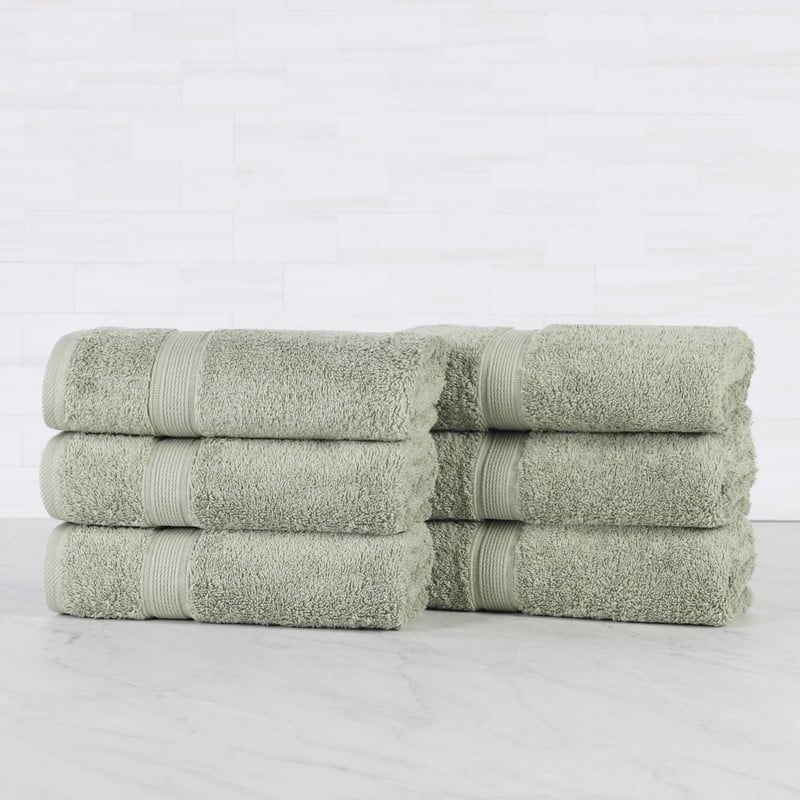 Superior Oregon Organic Cotton Solid Hand Towel, Set of 6 - Sage