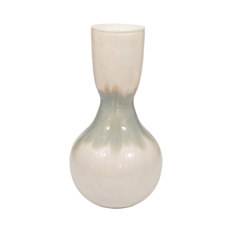 Sagebrook Home Metal Pearl Ombre Novelty Bulbous Vase - 10" x 10" x 18" - Ombre White